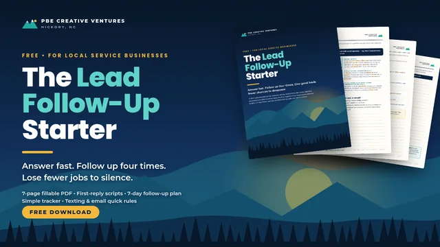 Cover of the free Lead Follow-Up Starter from PBE Creative Ventures