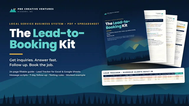 Cover of the Lead-to-Booking Kit from PBE Creative Ventures